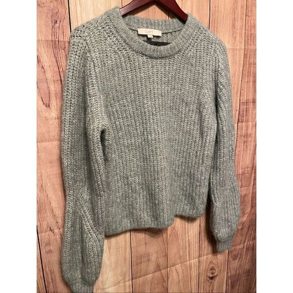 Loft Small wool blend knit sweater grey/green women’s top winter cozy - Picture 2 of 6
